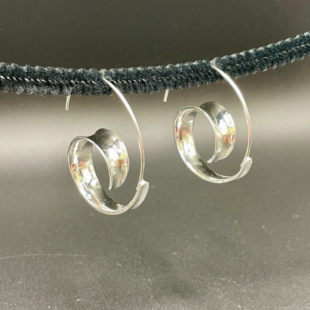 Silver Spiral Earrings #631 - Picture 5 of 5